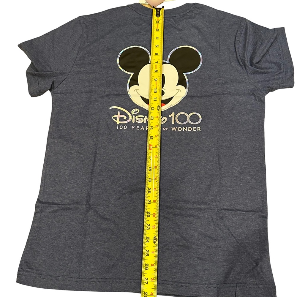 Disney 100th anniversary adult size small 2 sided graphic T-shirt BluishGrey NWT - Picture 7 of 9